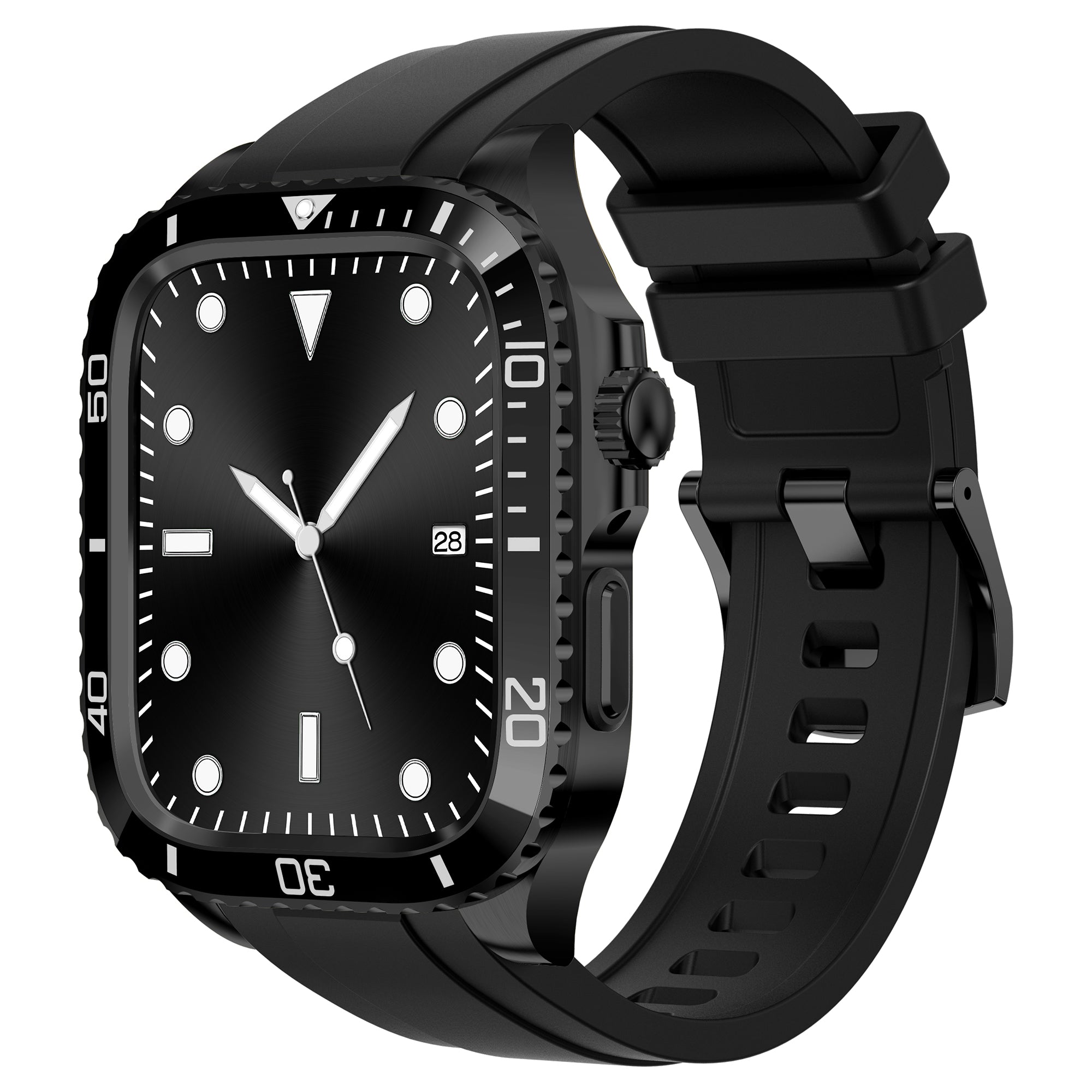 For Apple Watch Series 9 / 8 / 7 45mm TPU Replacement Strap with Stainless Steel Watch Case - Black For Apple Watch Series 9 / 8 / 7 45mm TPU Replacement Strap with Stainless Steel Watch Case - Black